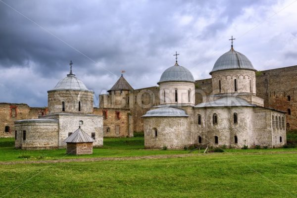 Orhtodox churches inside Ivangorod Fortress, Russia - GlobePhotos - royalty free stock images