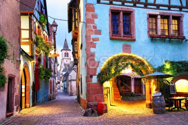 Colorful town of Riquewihr, Alsace, France - GlobePhotos - royalty free stock images