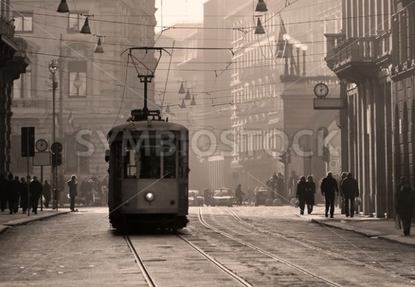 Historical tram in Milan old town, Italy - GlobePhotos - royalty free stock images