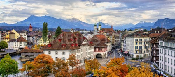 Panoramic view of Lucerne old town, Switzerland - GlobePhotos - royalty free stock images