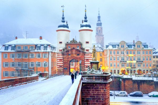 Baroque old town of Heidelberg, Germany, in winter - GlobePhotos - royalty free stock images