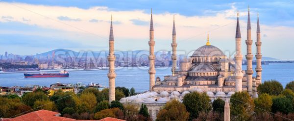 Blue Mosque and Bosporus panorama, Istanbul, Turkey - GlobePhotos - royalty free stock images