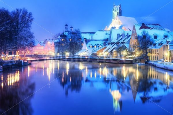 Christmas winter evening in small german town, Germany - GlobePhotos - royalty free stock images