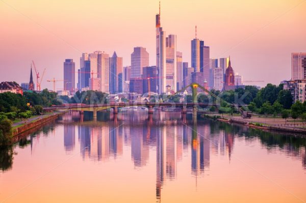 Frankfurt skyline reflecting in Main river, Germany - GlobePhotos - royalty free stock images