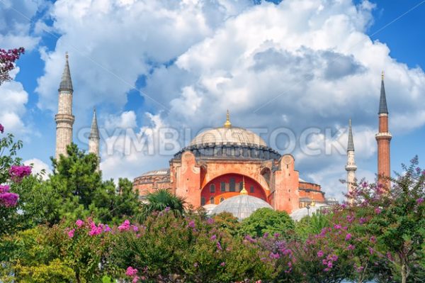 Hagia Sophia and minarets, Istanbul, Turkey - GlobePhotos - royalty free stock images