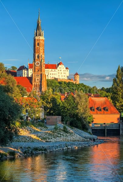 Medieval old town of Landshut on Isar river, Germany - GlobePhotos - royalty free stock images