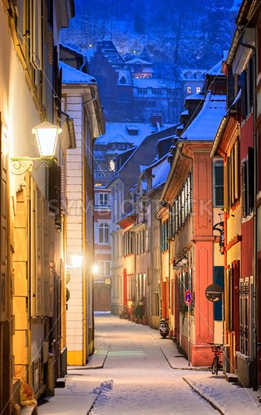 Narrow side street in Heidelberg old town, Germany - GlobePhotos - royalty free stock images