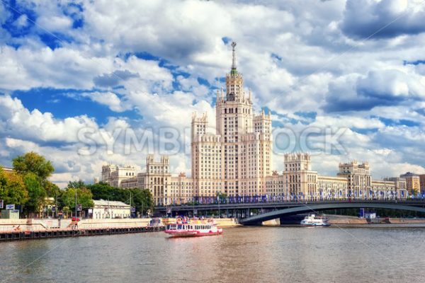 Stalinist skyscraper on Moskva river, Moscow, Russia - GlobePhotos - royalty free stock images