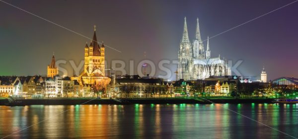 Night panoramic view of Cologne, Germany - GlobePhotos - royalty free stock images