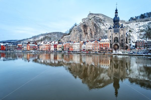 The citadel, Collegiate Church and Meuse, Dinant, Belgium - GlobePhotos - royalty free stock images