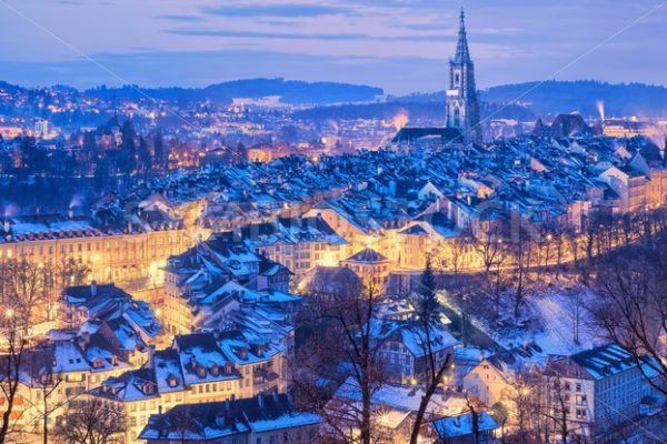 Bern Old Town snow covered in winter, Switzerland - GlobePhotos - royalty free stock images