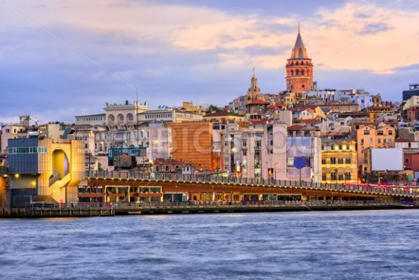 Galata tower and Golden Horn on sunrise, Istanbul, Turkey - GlobePhotos - royalty free stock images