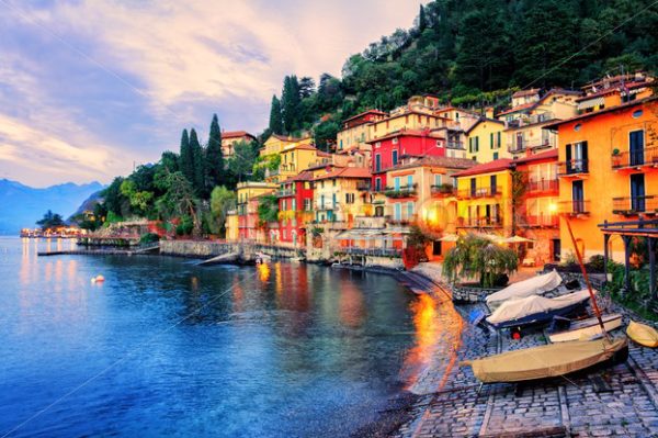 Town of Menaggio on sunset, Lake Como, Milan, Italy - GlobePhotos - royalty free stock images