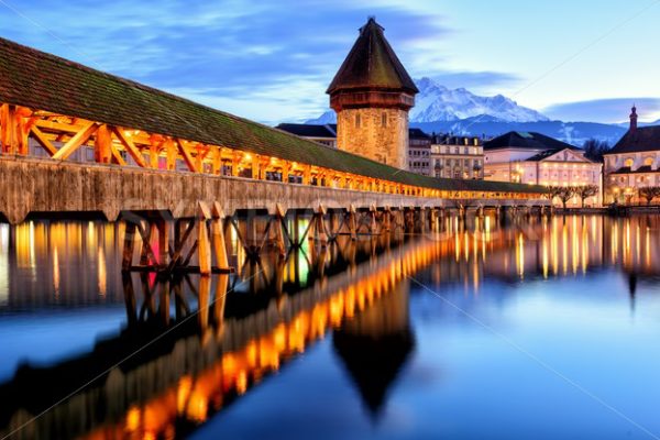 Chapel Bridge in the Old Town of Lucerne, Switzerland, - GlobePhotos - royalty free stock images