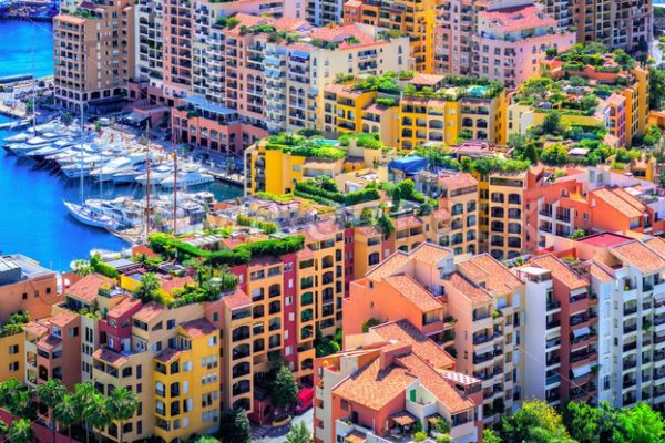 Colorful apartment buildings in the city center of Monaco - GlobePhotos - royalty free stock images