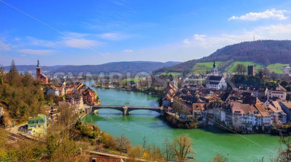 Laufenburg town on Germany – Switzerland border, Rhine - GlobePhotos - royalty free stock images