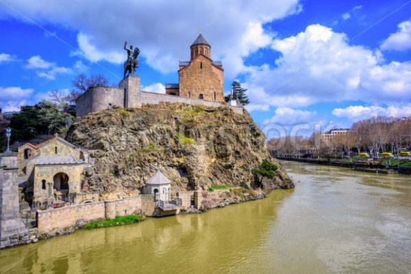 Metekhi Church and Kura River, Tbilisi, Georgia - GlobePhotos - royalty free stock images