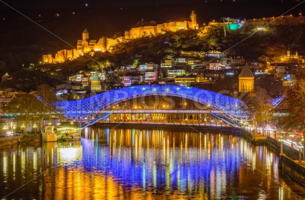 Tbilisi, Georgia, the Old Town and Europe Bridge at night - GlobePhotos - royalty free stock images