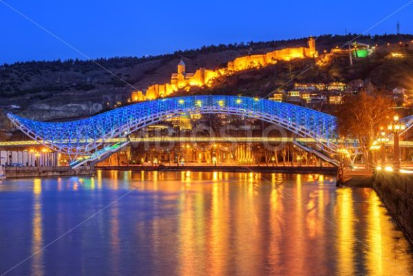 The Europe Bridge and Narikala Fortress, Tbilisi, Georgia - GlobePhotos - royalty free stock images