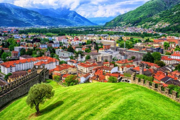 Bellinzona Old Town in Alps Mountains, Switzerland - GlobePhotos - royalty free stock images