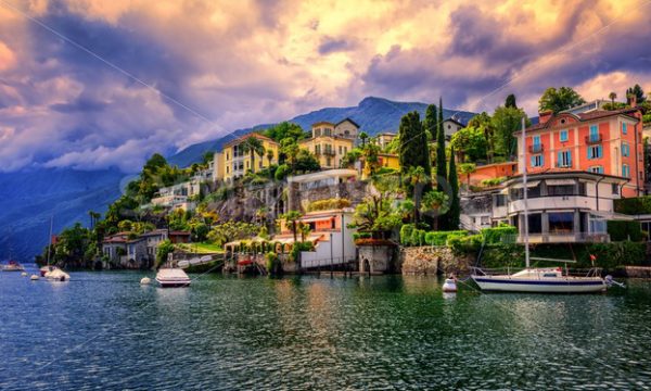 Dramatic sunset over Ascona, Switzerland - GlobePhotos - royalty free stock images