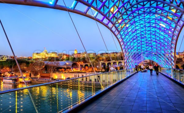 Peace Bridge and President Palace in Tbilisi, Georgia - GlobePhotos - royalty free stock images