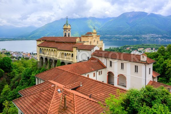 Red roofs of Madonna del Sasso Church, Locarno, Switzerland - GlobePhotos - royalty free stock images