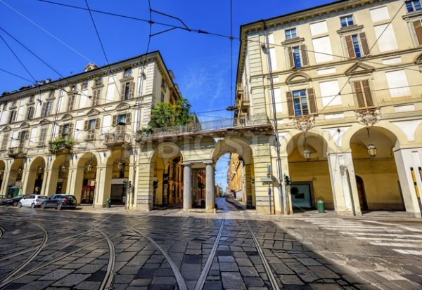 City street in the center of Turin, Italy - GlobePhotos - royalty free stock images