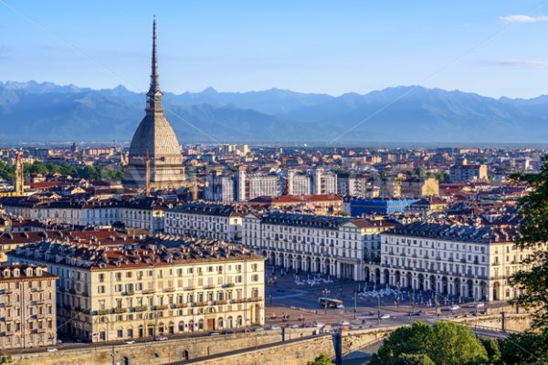 Cityscape of Turin and Alps mountains, Turin, Italy - GlobePhotos - royalty free stock images