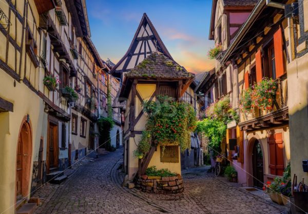 Colorful half-timbered houses in Eguisheim, Alsace, France - GlobePhotos - royalty free stock images