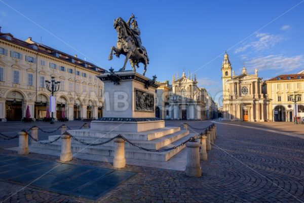 Piazza San Carlo in the city center of Turin, Italy - GlobePhotos - royalty free stock images