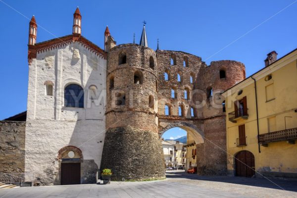 The Cathedral and Savoy Gate in Susa, Susa Valley, Italy - GlobePhotos - royalty free stock images