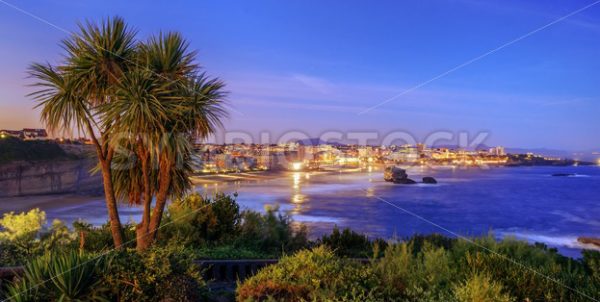 Biarritz city and Bay of Biscay on late evening, France - GlobePhotos - royalty free stock images