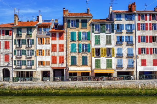 Colorful traditional facades in Bayonne, France - GlobePhotos - royalty free stock images