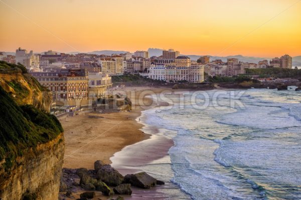 Sunset over Biarritz beaches, France, Atlantic coast - GlobePhotos - royalty free stock images