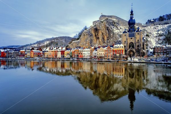 The citadel, Collegiate Church and Meuse, Dinant, Belgium - GlobePhotos - royalty free stock images