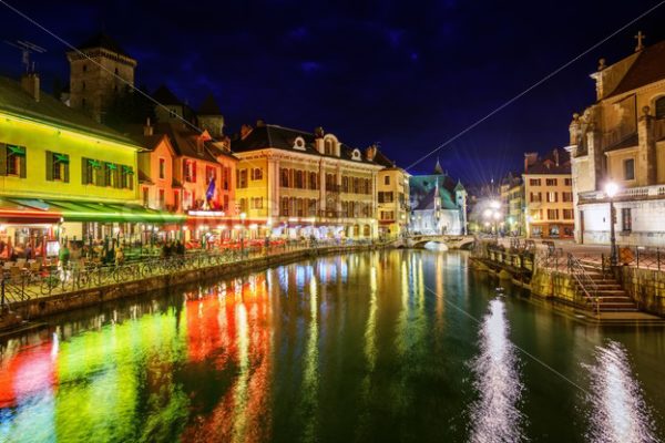 Annecy Old Town, Savoy, France, at night - GlobePhotos - royalty free stock images