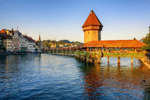 Chapel Bridge in the Old Town of Lucerne, Switzerland - GlobePhotos - royalty free stock images