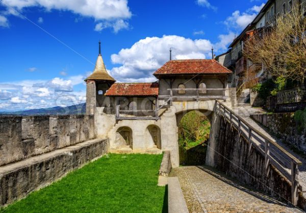 Gruyere Old Town ramparts, Switzerland - GlobePhotos - royalty free stock images