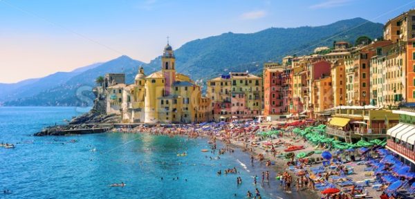 Mediterranean beach in Camogli, Liguria, Italy - GlobePhotos - royalty free stock images