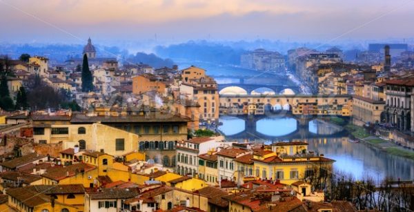 Ponte Vecchio bridge over Arno river in Old Town Florence, Italy - GlobePhotos - royalty free stock images