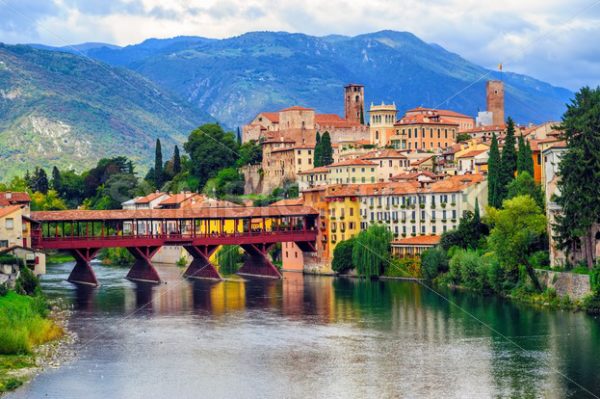 Bassano del Grappa Old Town and Ponte degli Alpini bridge, Italy ...