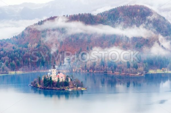 Bled Lake on a misty autumn day, Slovenia - GlobePhotos - royalty free stock images