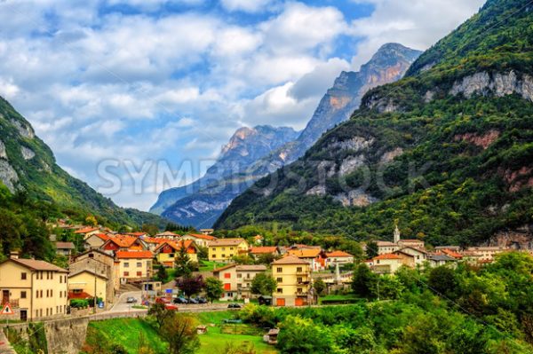 Castellavazzo town in italian Dolomites Alps, Italy - GlobePhotos - royalty free stock images