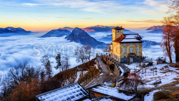 Clouds over Lake Lugano, Switzerland, in winter - GlobePhotos - royalty free stock images