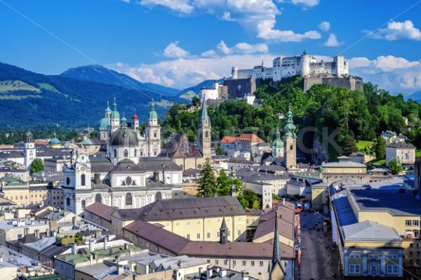 Salzburg city, Austria, Old Town and Hohensalzburg castle - GlobePhotos - royalty free stock images