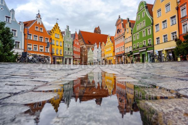 Gothic houses in the Old Town of Landshut, Bavaria, Germany - GlobePhotos - royalty free stock images