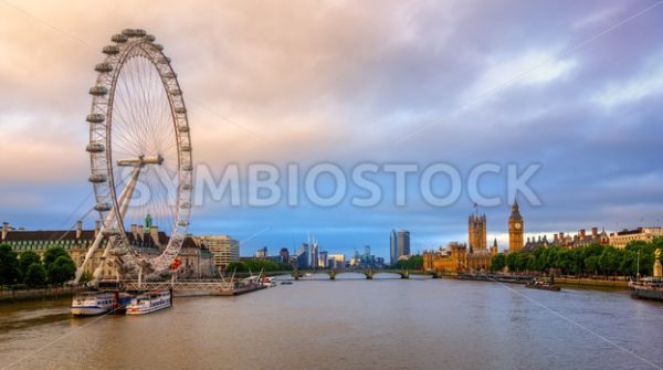 Panoramic view of London city, England, United Kingdom, on sunrise - GlobePhotos - royalty free stock images