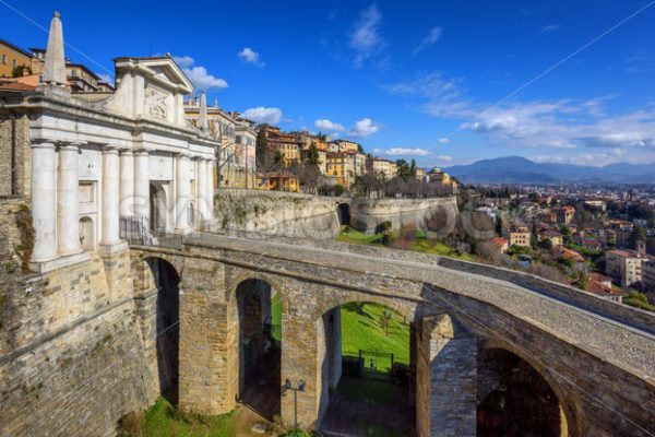 Porta San Giacomo gate, Old Town Bergamo, Italy - GlobePhotos - royalty free stock images