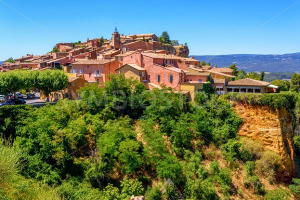 Roussillon Old Town on the ochre Red Cliffs, Provence, France - GlobePhotos - royalty free stock images